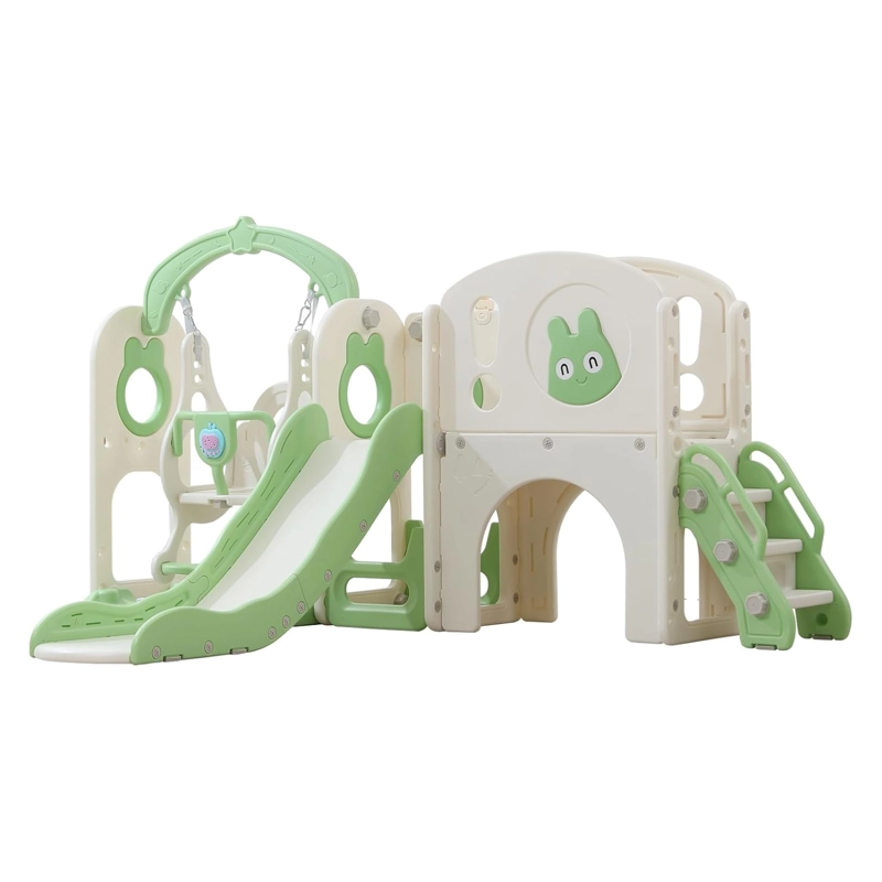 RESBALIN  6 EN 1 COLUMPIO, ARO, TELESCOPIO, ALMACENAMIENTO Y JUEGO DE PERFORACION VERDE - 2