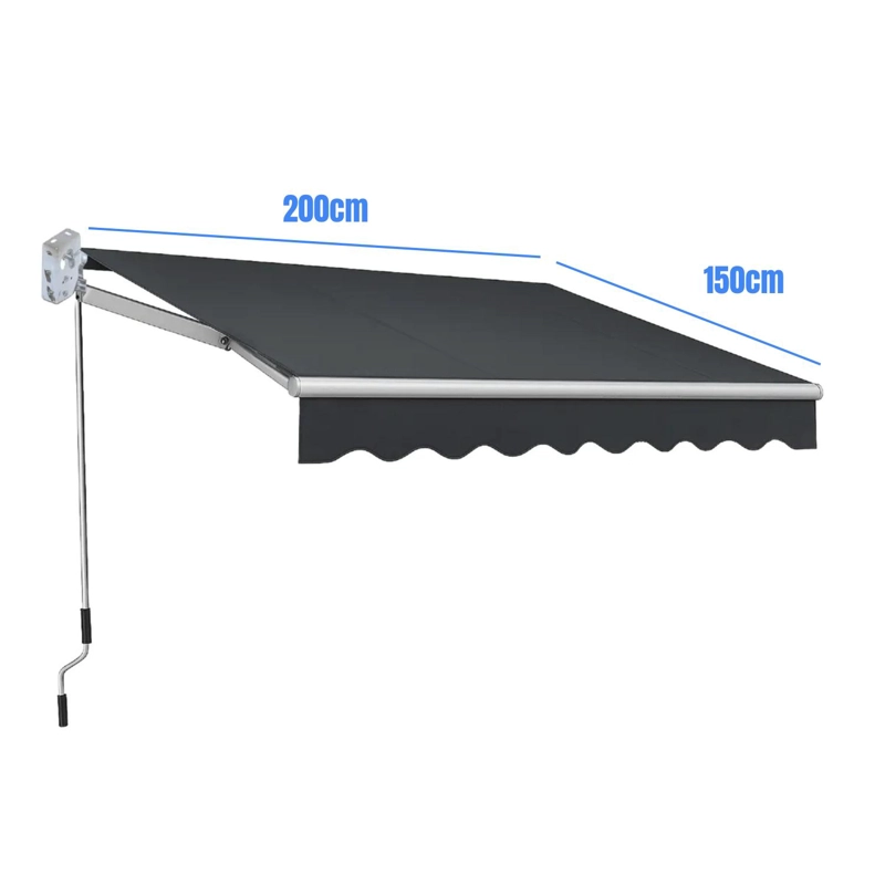 TOLDO 2×1,5MT CON BRAZO RETRACTIL NEGRO - 2