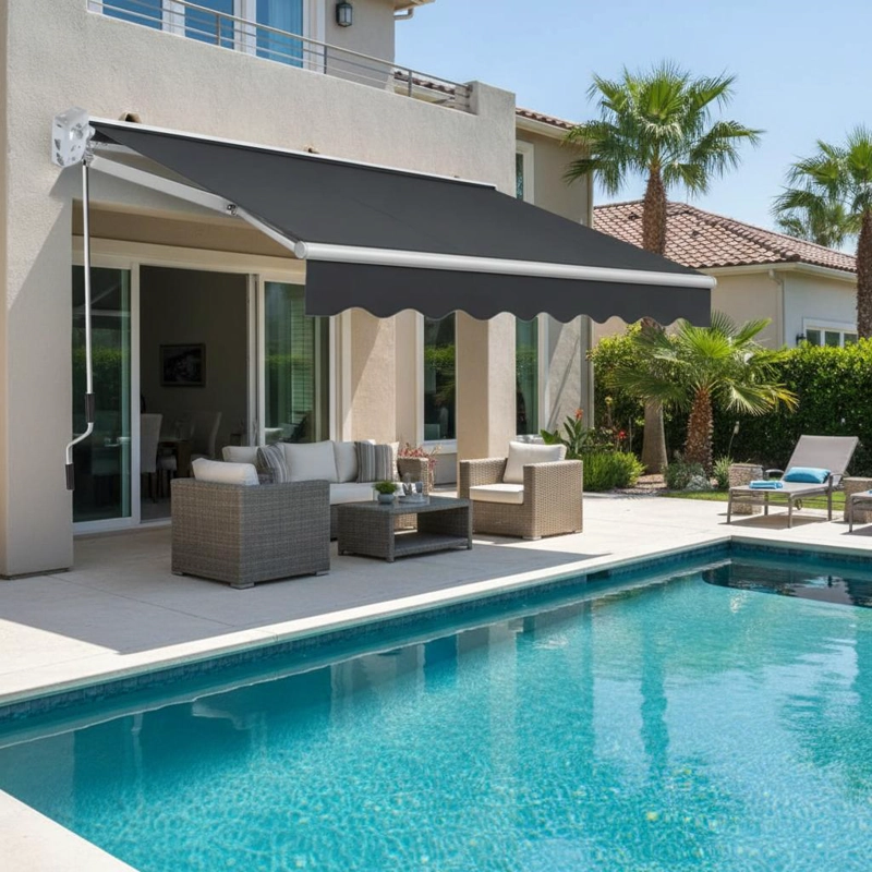 TOLDO 4×2.5MT CON BRAZO RETRACTIL NEGRO - 1