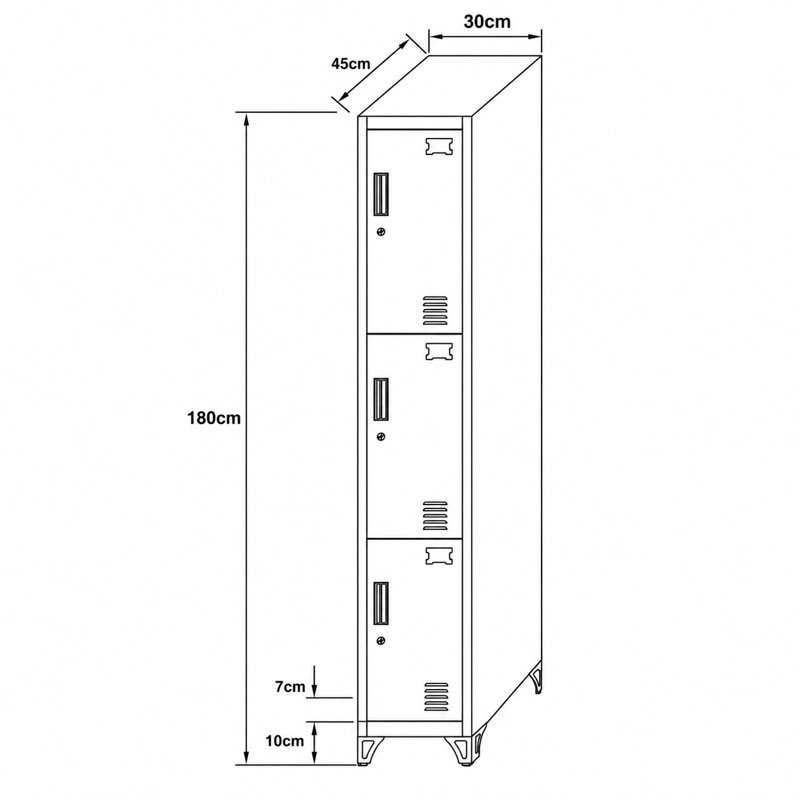 LOCKER 1 CUERPO 3 CASILLEROS 180X30X45 - 3