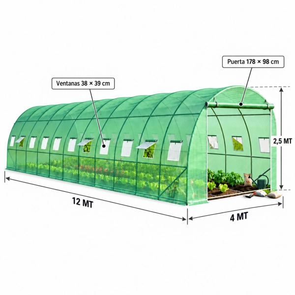 INVERNADERO 48M² ARMABLE TUNEL 12X4X2,5MTS - 3
