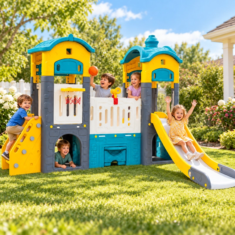 CASA INFANTIL CON DOBLE TOBOGAN - 1