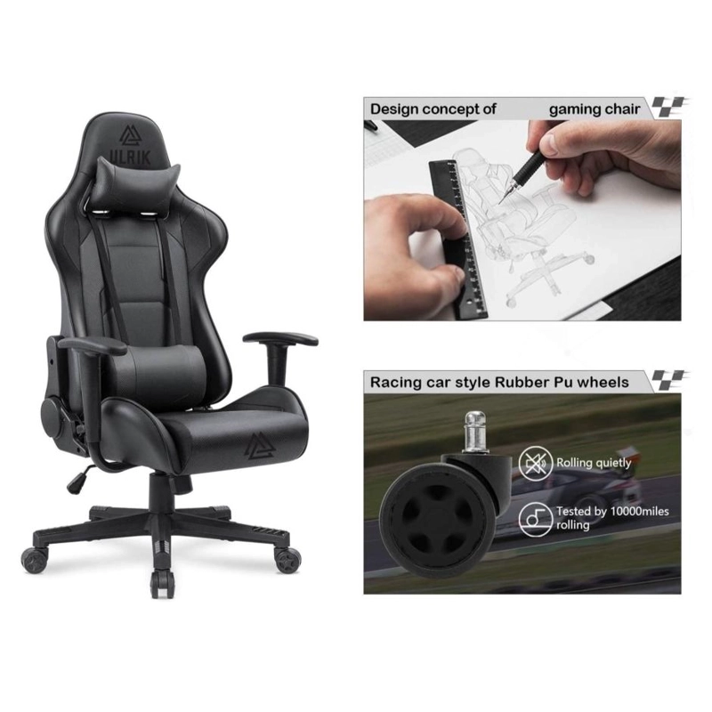 SILLA GAMER DE OFICINA PROFESIONAL ULRIK EN COLOR NEGRO - 3