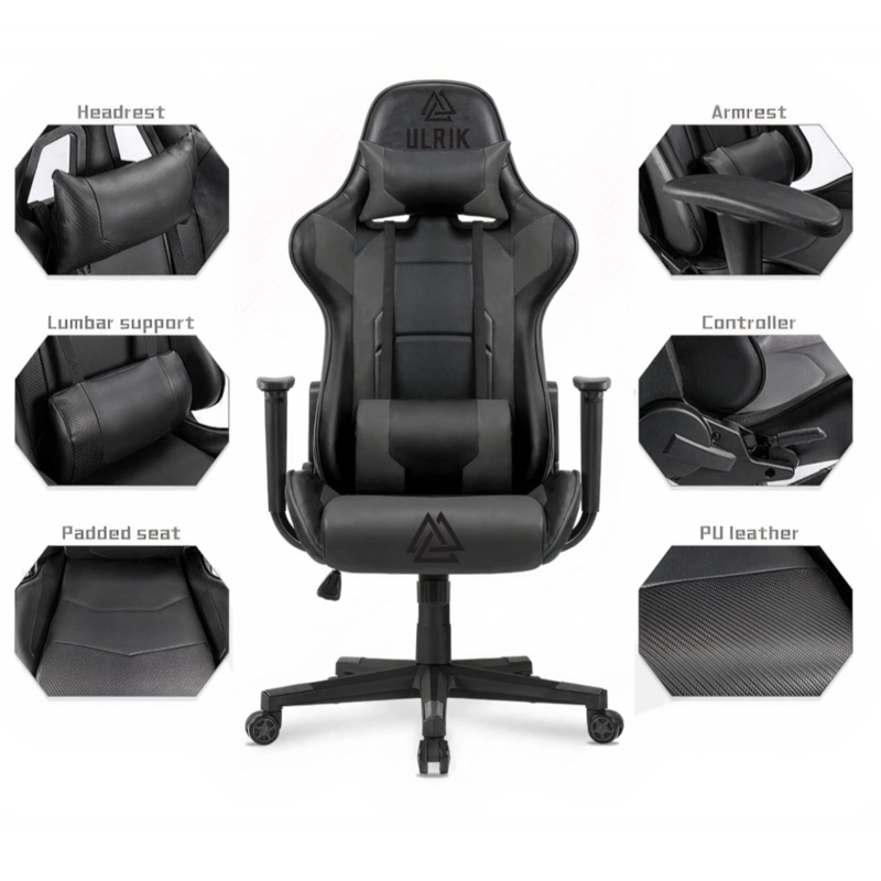 SILLA GAMER DE OFICINA PROFESIONAL ULRIK EN COLOR NEGRO - 4