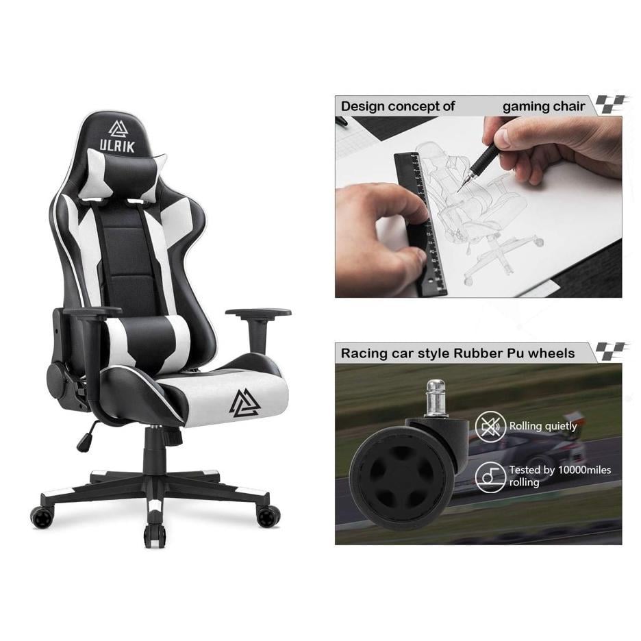 SILLA GAMER DE OFICINA PROFESIONAL ULRIK BLANCA - 6