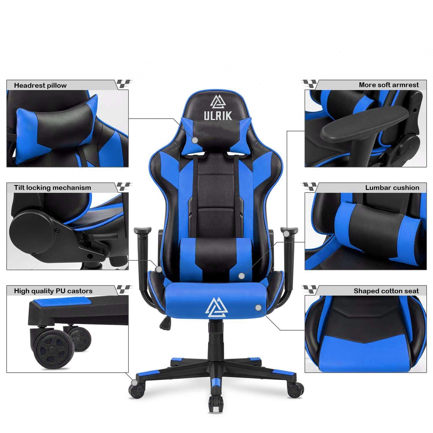 SILLA GAMER DE OFICINA PROFESIONAL ULRIK AZUL - 3