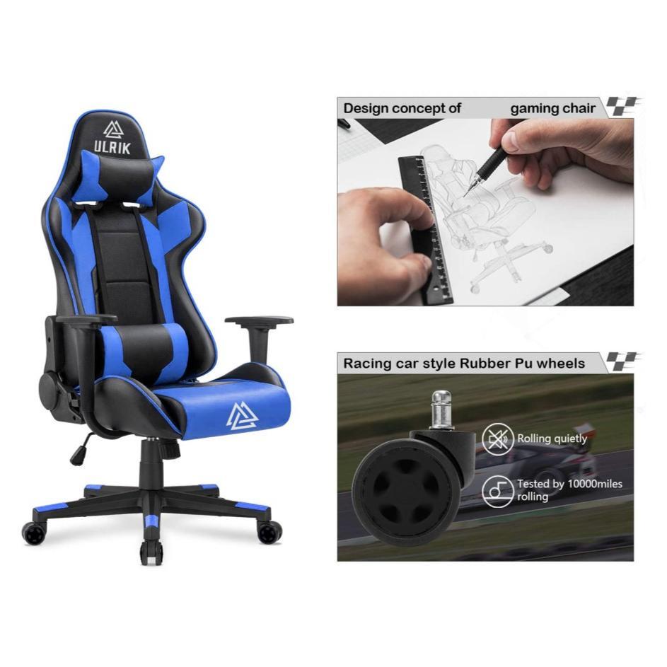 SILLA GAMER DE OFICINA PROFESIONAL ULRIK AZUL - 4