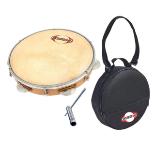 PANDERO 10' PARCHE CUERO + FUNDA + LLAVE - 1