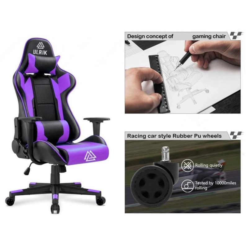 SILLA GAMER DE OFICINA PROFESIONAL ULRIK MORADA - 3