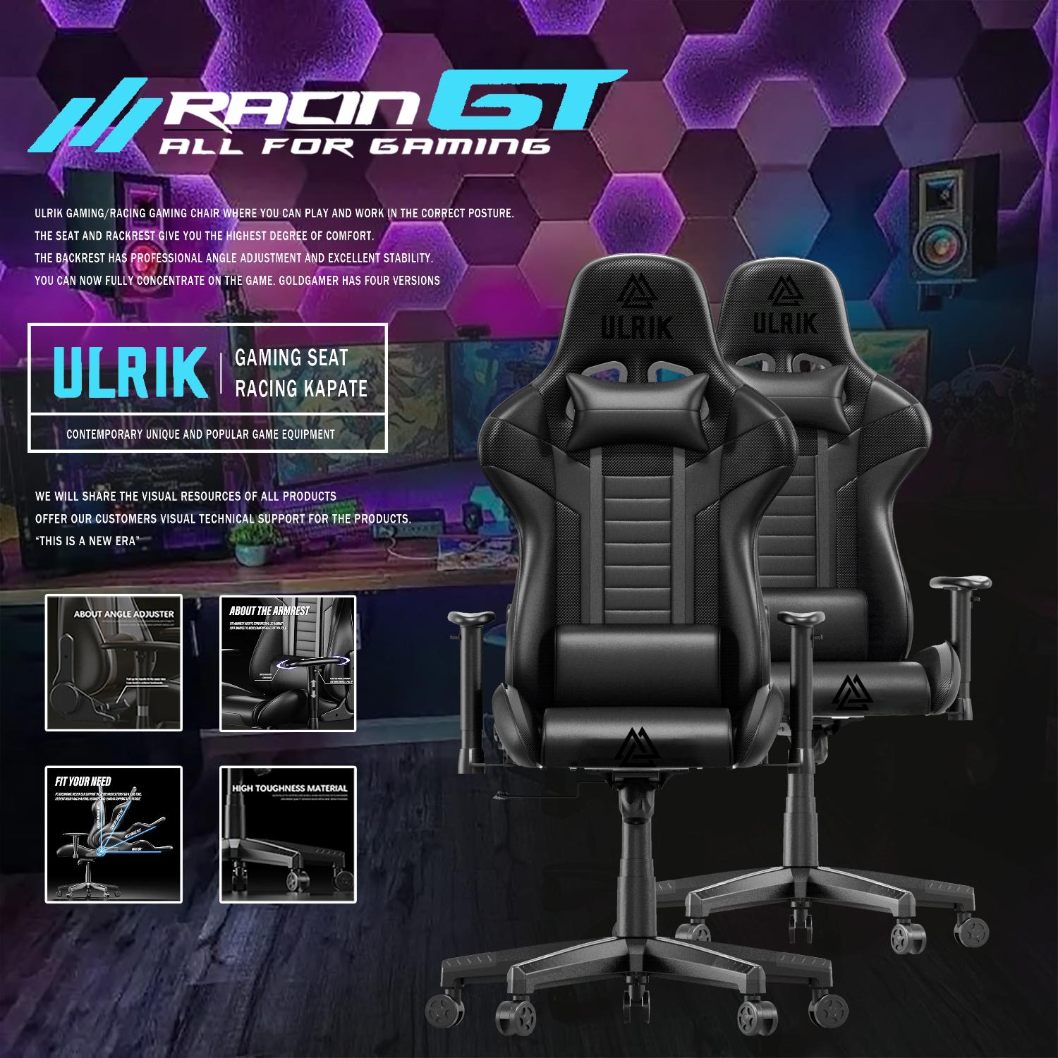 SILLA GAMER DE OFICINA NEGRA PROFESIONAL ULRIK DARK - 3