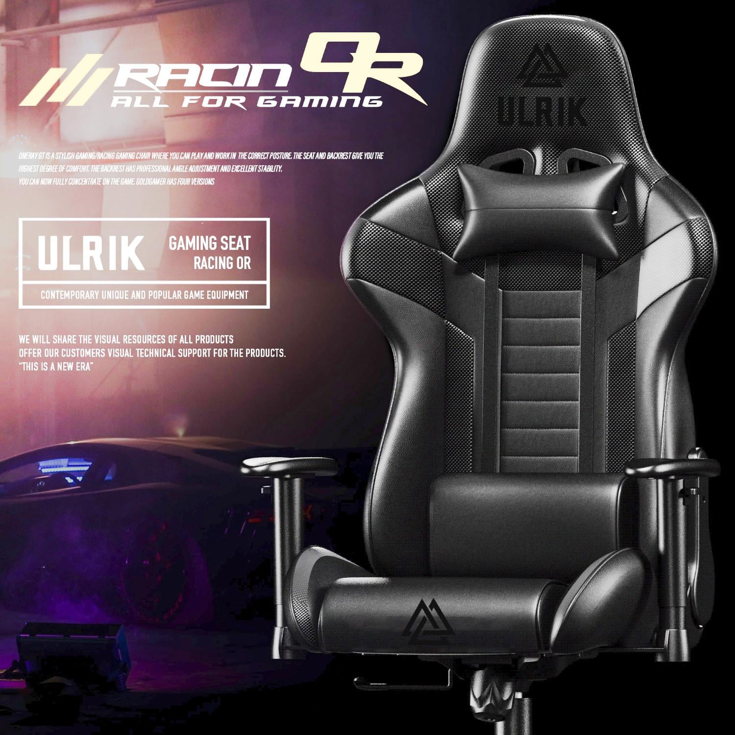 SILLA GAMER DE OFICINA NEGRA PROFESIONAL ULRIK DARK - 4