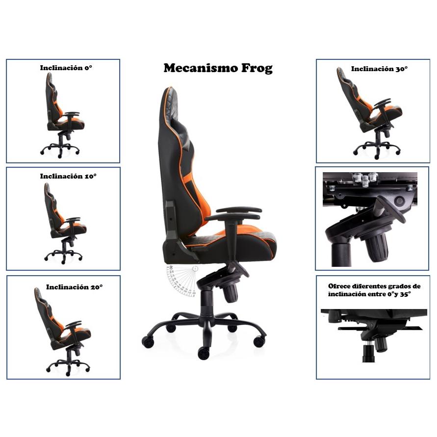 SILLA GAMER DE OFICINA PROFESIONAL ULRIK PRO XL IRON 4D NARANJO - 4
