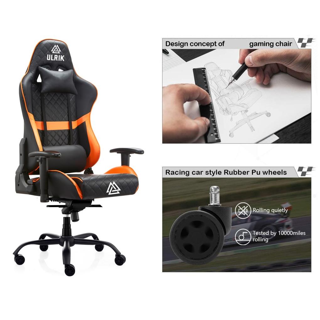 SILLA GAMER DE OFICINA PROFESIONAL ULRIK PRO XL IRON 4D NARANJO - 6