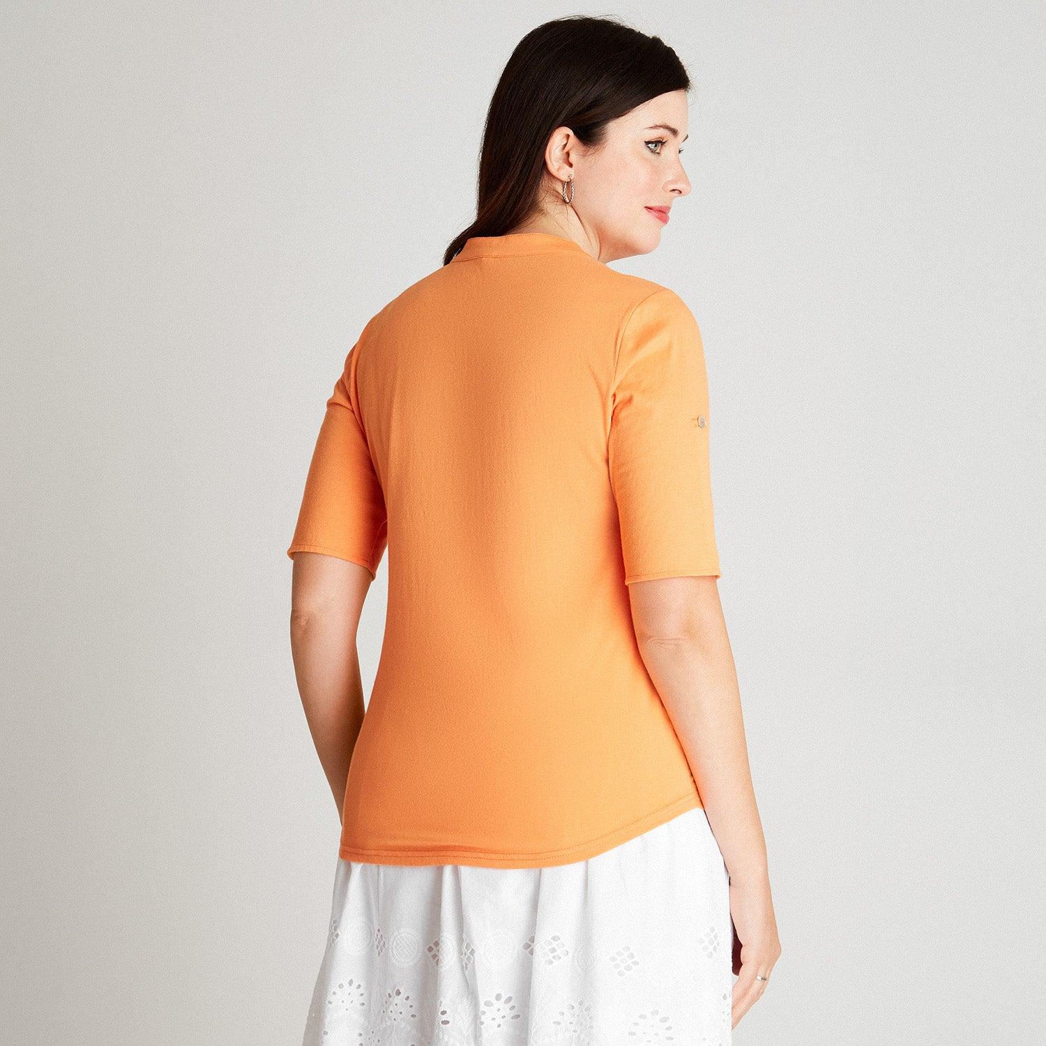 BLUSA NARANJA CUELLO MAO - 2
