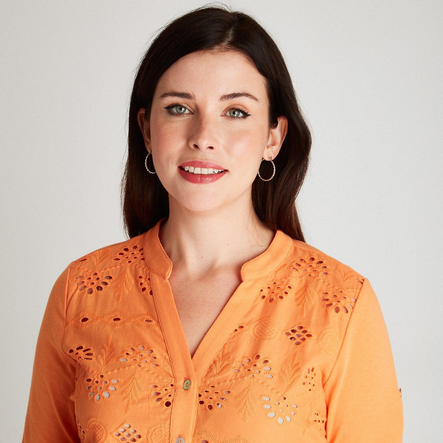 BLUSA NARANJA CUELLO MAO - 3