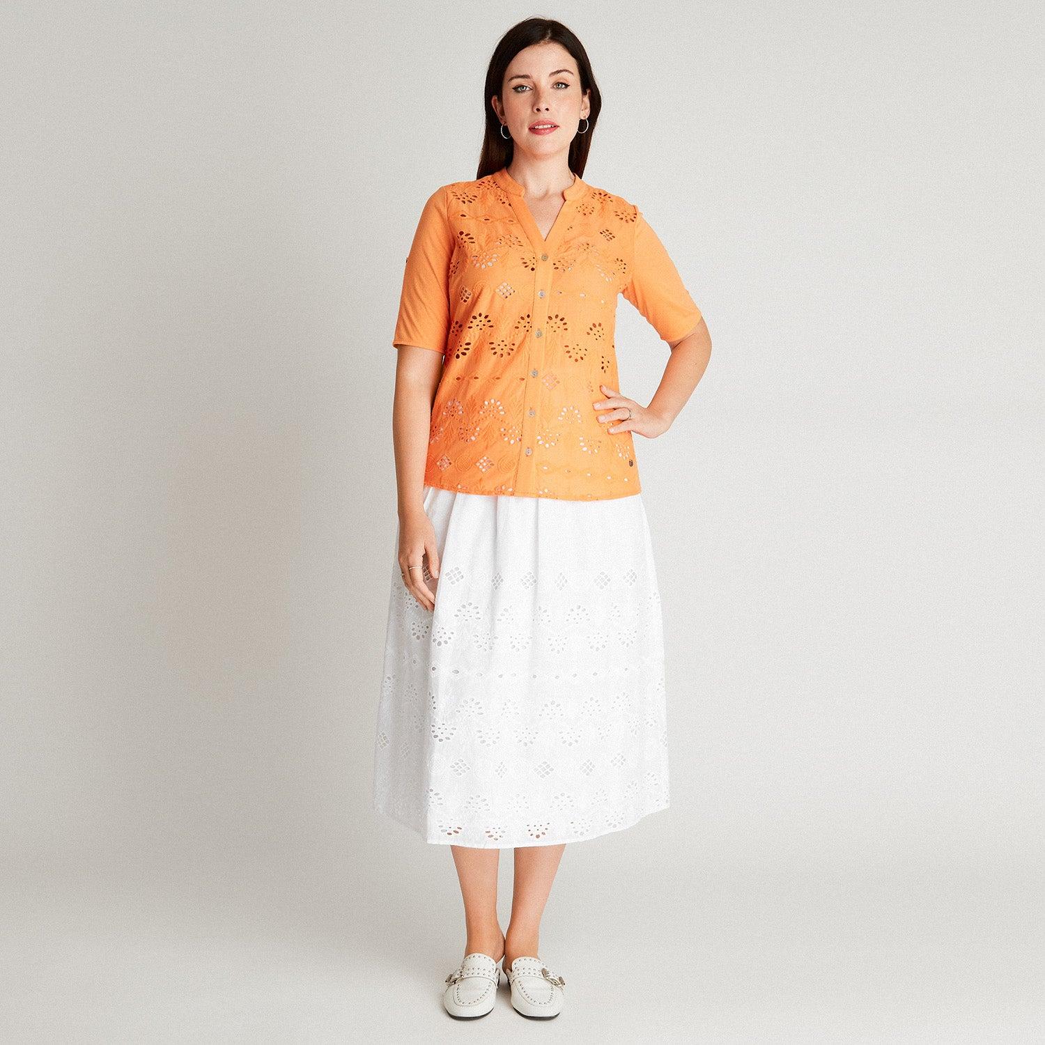 BLUSA NARANJA CUELLO MAO - 4
