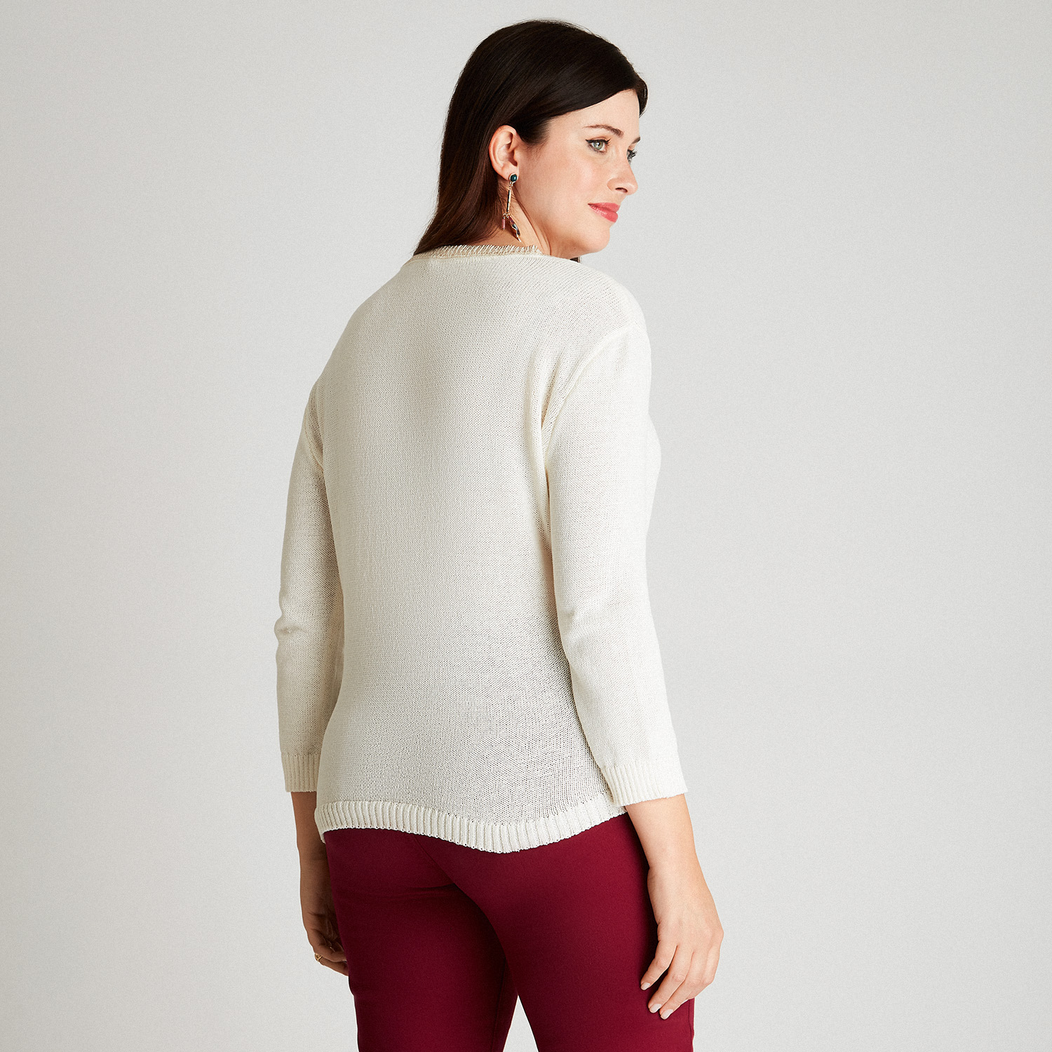 SWEATER CRUDO MANGA LARGA CUELLO V - 2