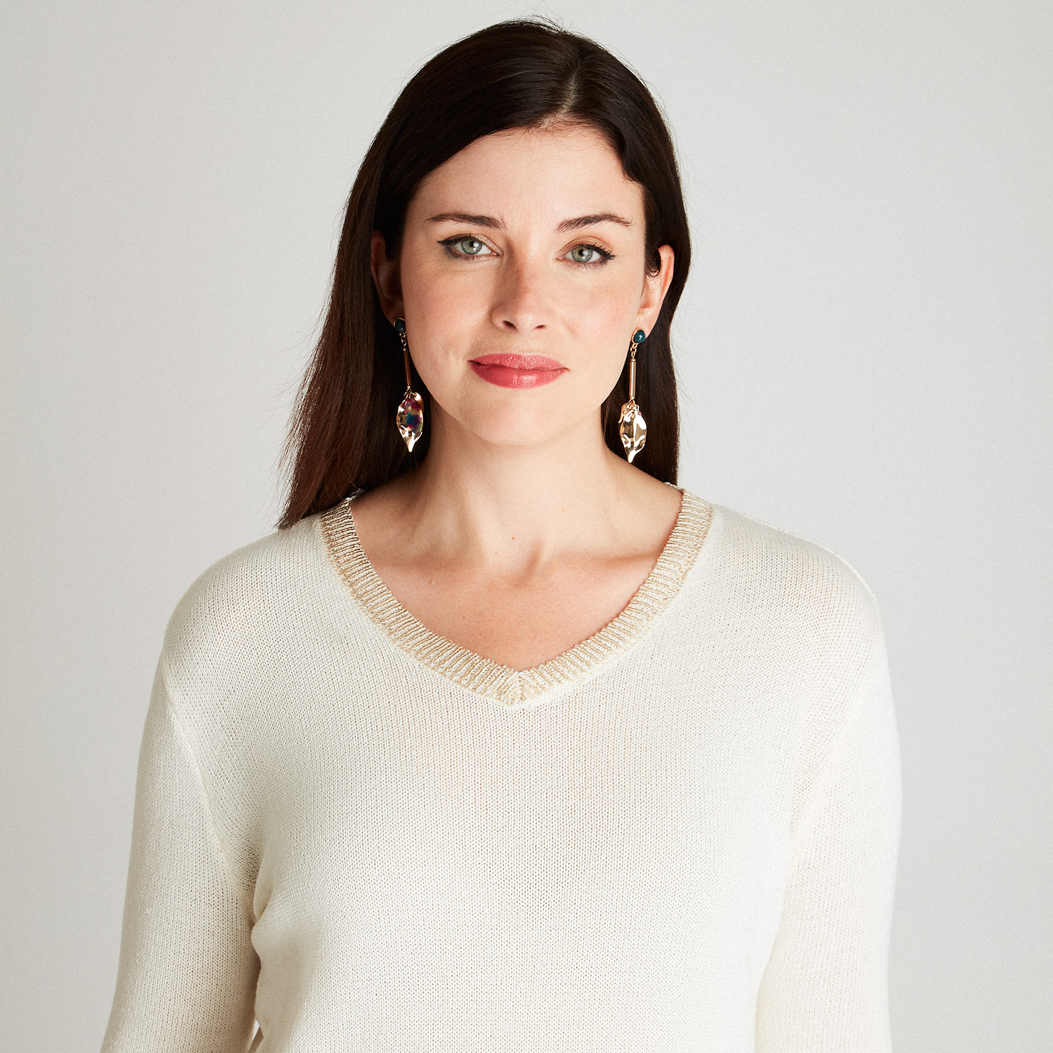 SWEATER CRUDO MANGA LARGA CUELLO V - 3