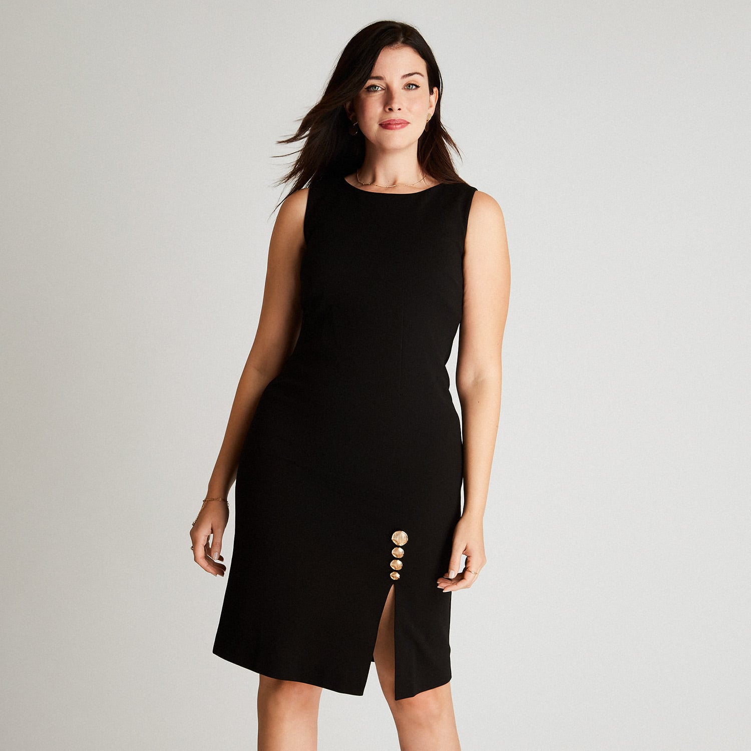 VESTIDO MIDI MUJER LORENZO DI PONTTI NEGRO SIN MANGA CUELLO REDONDO - 1