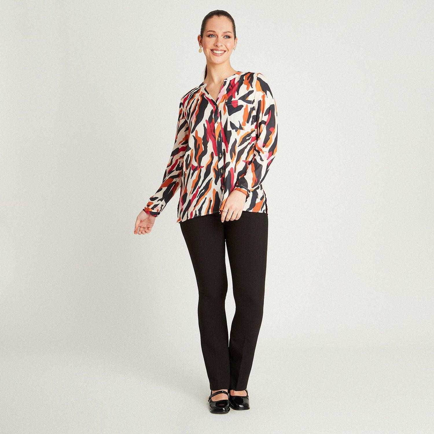 BLUSA TIPO BLUSÓN ABOTONADO FUCSIA - 4