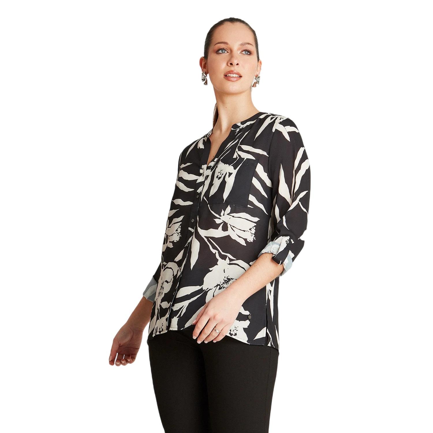 BLUSA TIPO BLUSÓN ABOTONADO EN COLOR NEGRO - 1