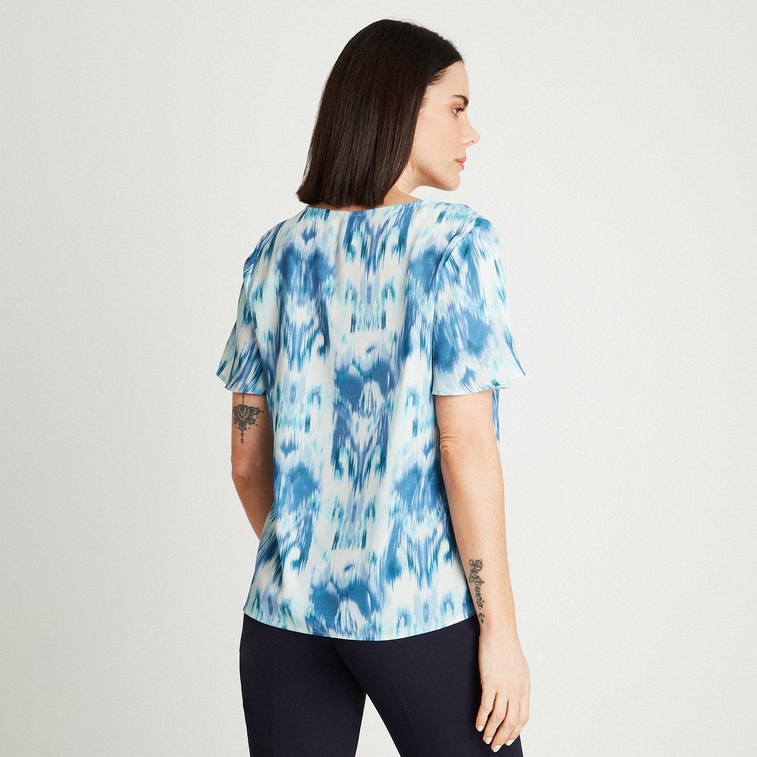 BLUSA CELESTE MANGA CORTA CUELLO V - 2
