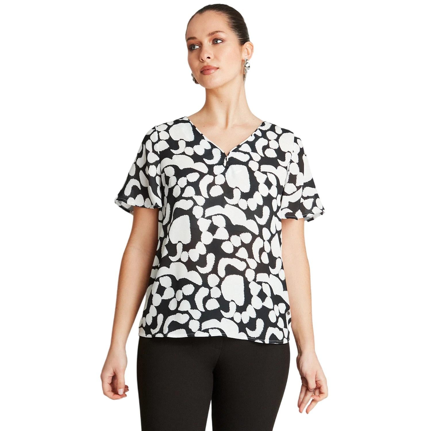 BLUSA CRUDO MANGA CORTA CUELLO V - 1