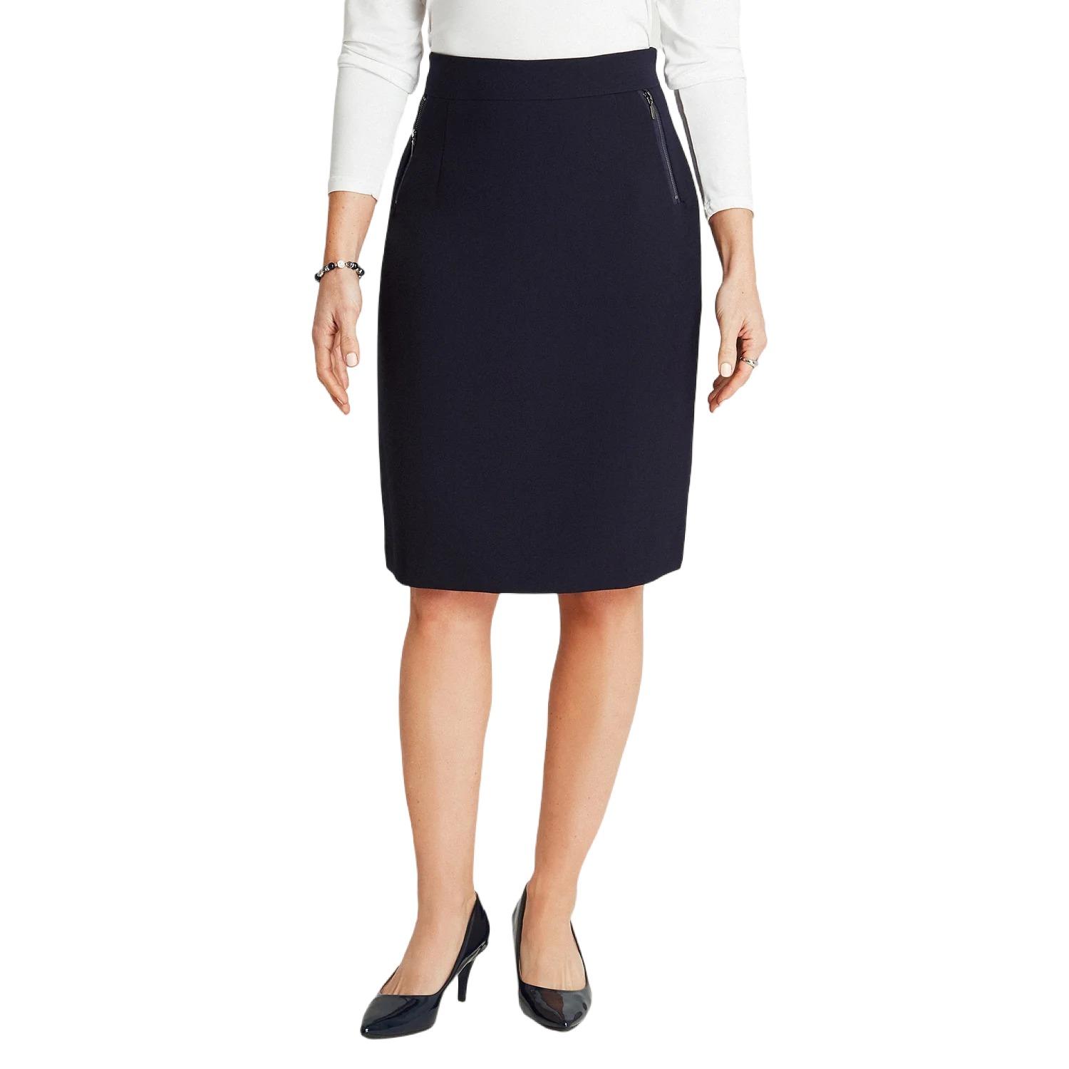 FALDA MUJER LORENZO DI PONTTI AZUL 30500539 RECTA CON DETALLE DE CIERRE EN BOLSILLOS - 1
