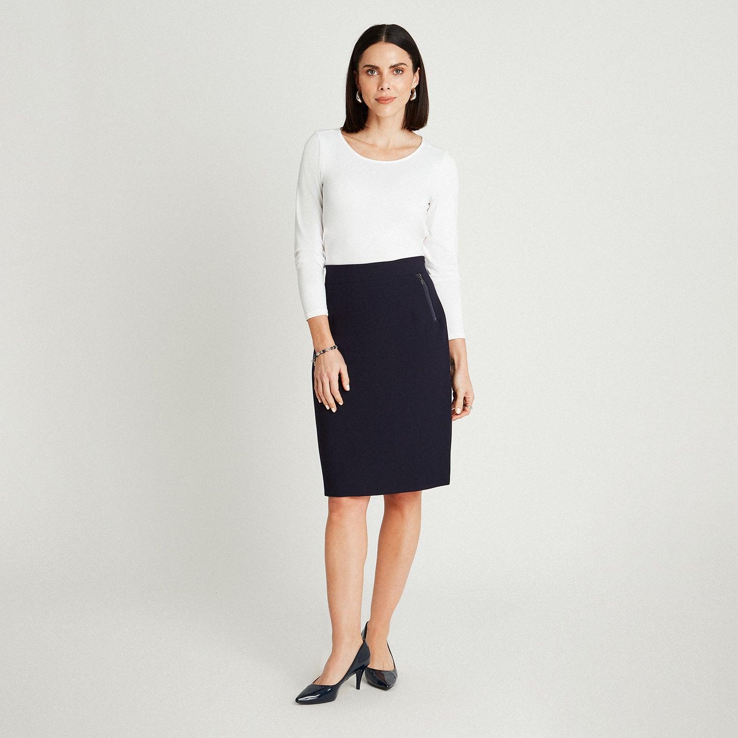 FALDA MUJER LORENZO DI PONTTI AZUL 30500539 RECTA CON DETALLE DE CIERRE EN BOLSILLOS - 4