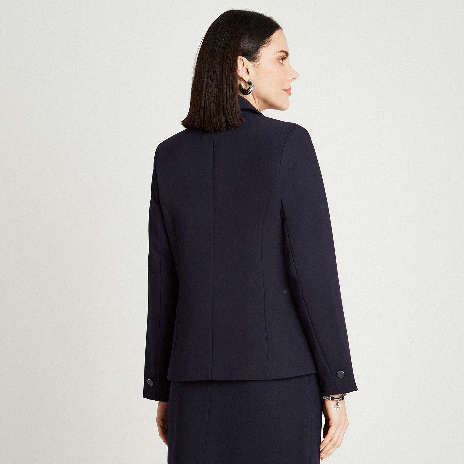 BLAZER AZUL MANGA LARGA CUELLO SOLAPA - 2