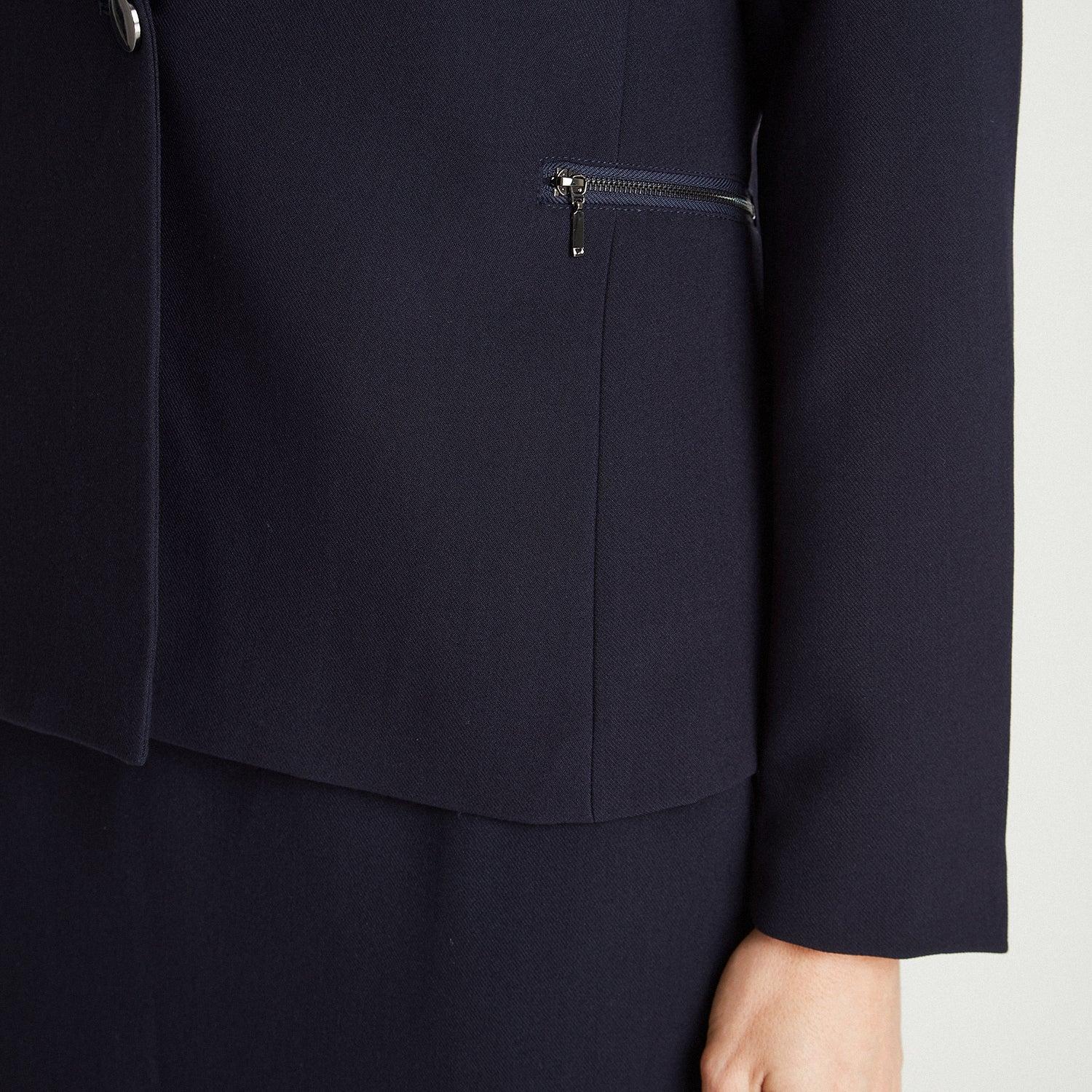 BLAZER AZUL MANGA LARGA CUELLO SOLAPA - 3
