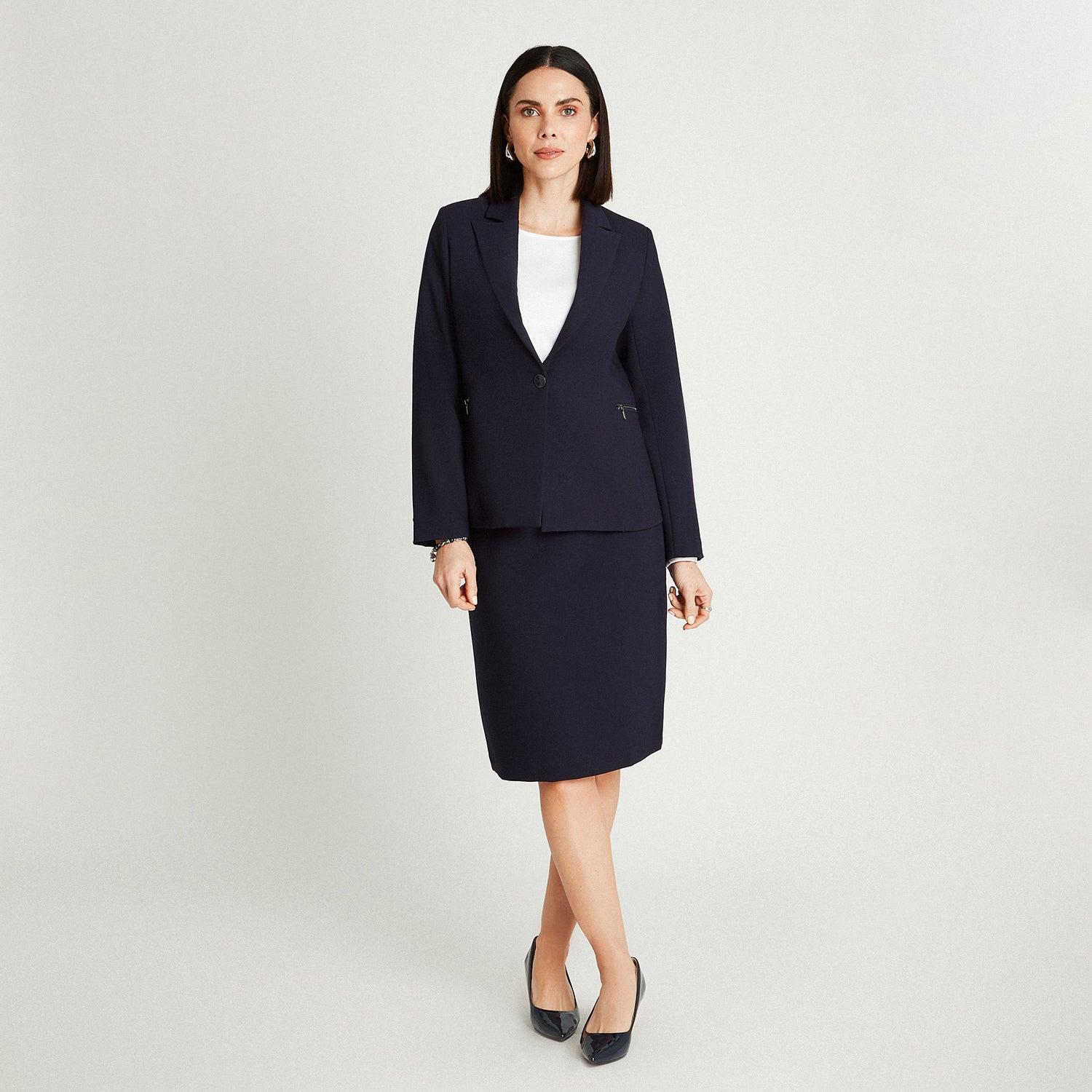 BLAZER AZUL MANGA LARGA CUELLO SOLAPA - 4