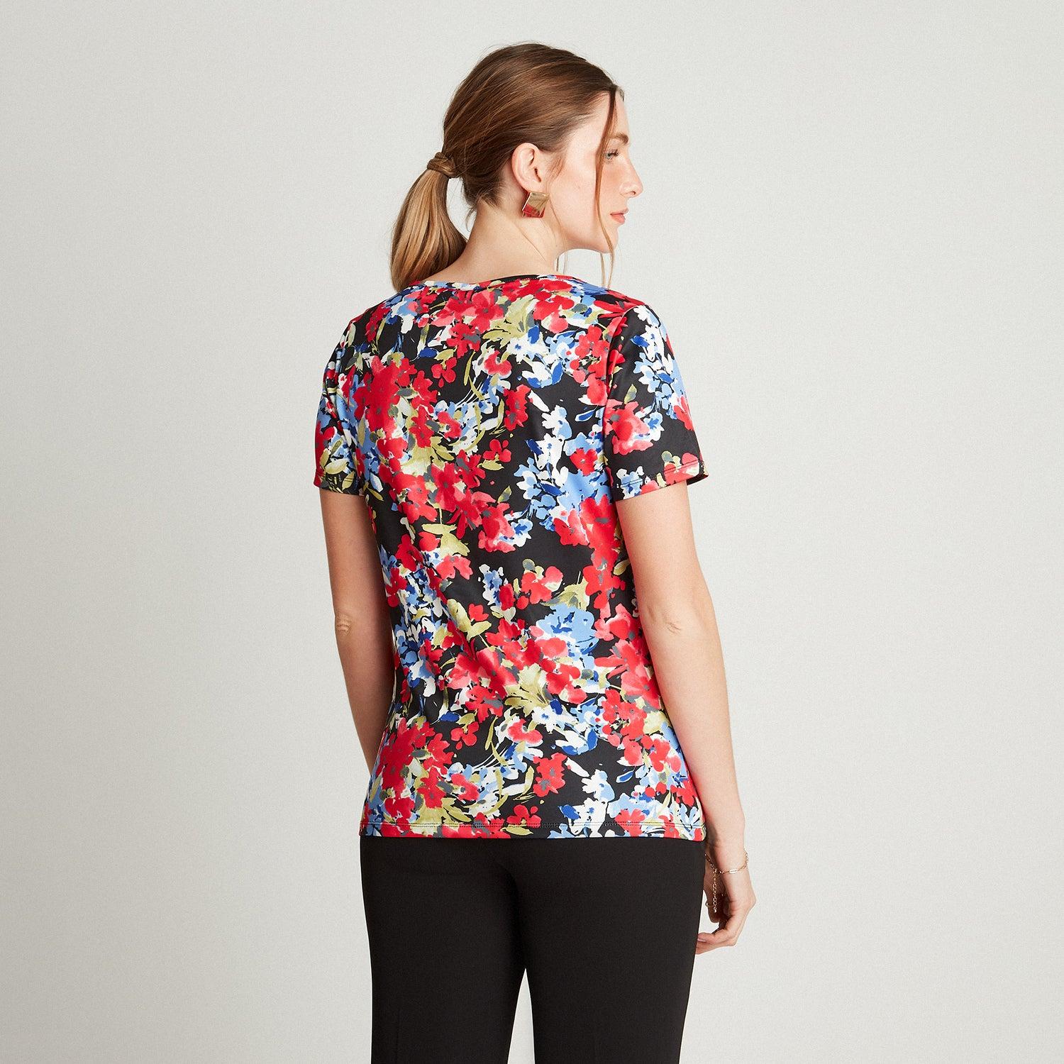 POLERA MANGA CORTA ESTAMPADO FLORAL AZUL - 2