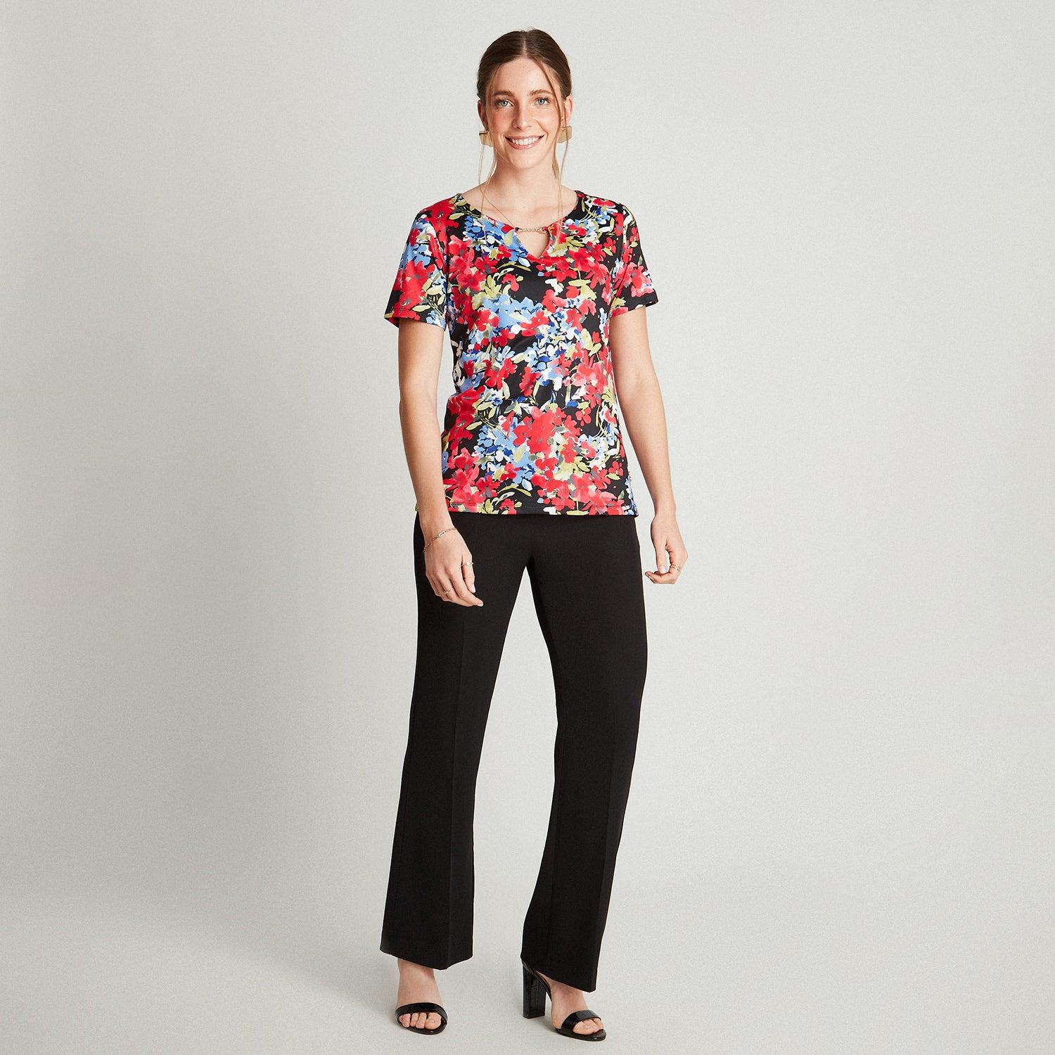 POLERA MANGA CORTA ESTAMPADO FLORAL AZUL - 4