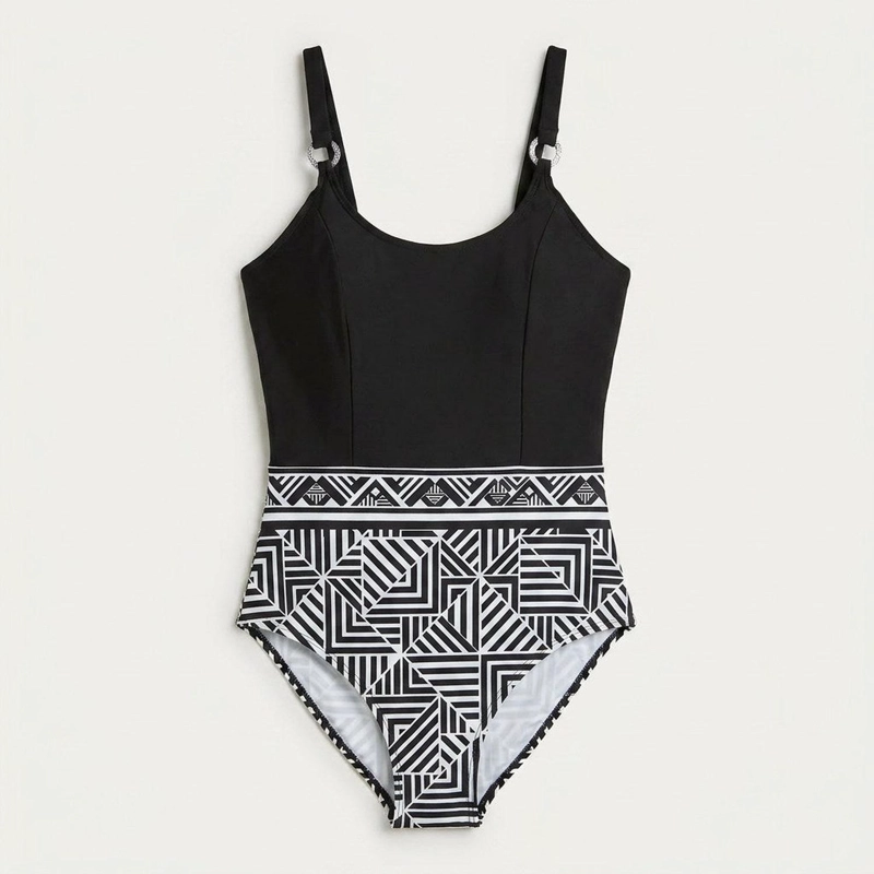 TRAJE DE BAÑO 1 PIEZA CON PRINT EN PARTE INFERIOR NEGRO - 4