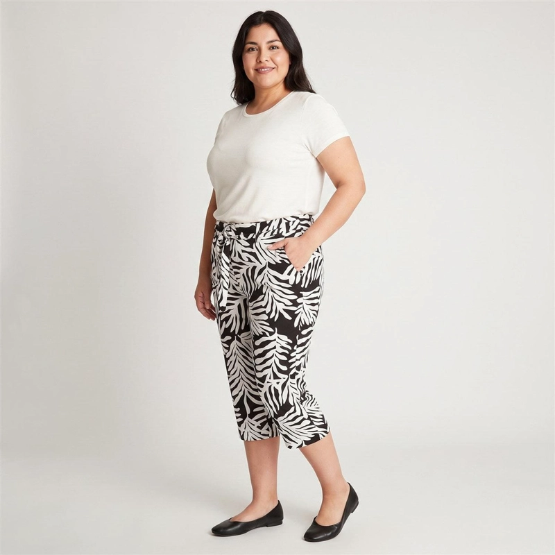 PANTALÓN CAPRI LINO MUJER LORENZO DI PONTTI NEGRO 72500201 CAPRI PIERNA RECTA ESTAMPADO - 2