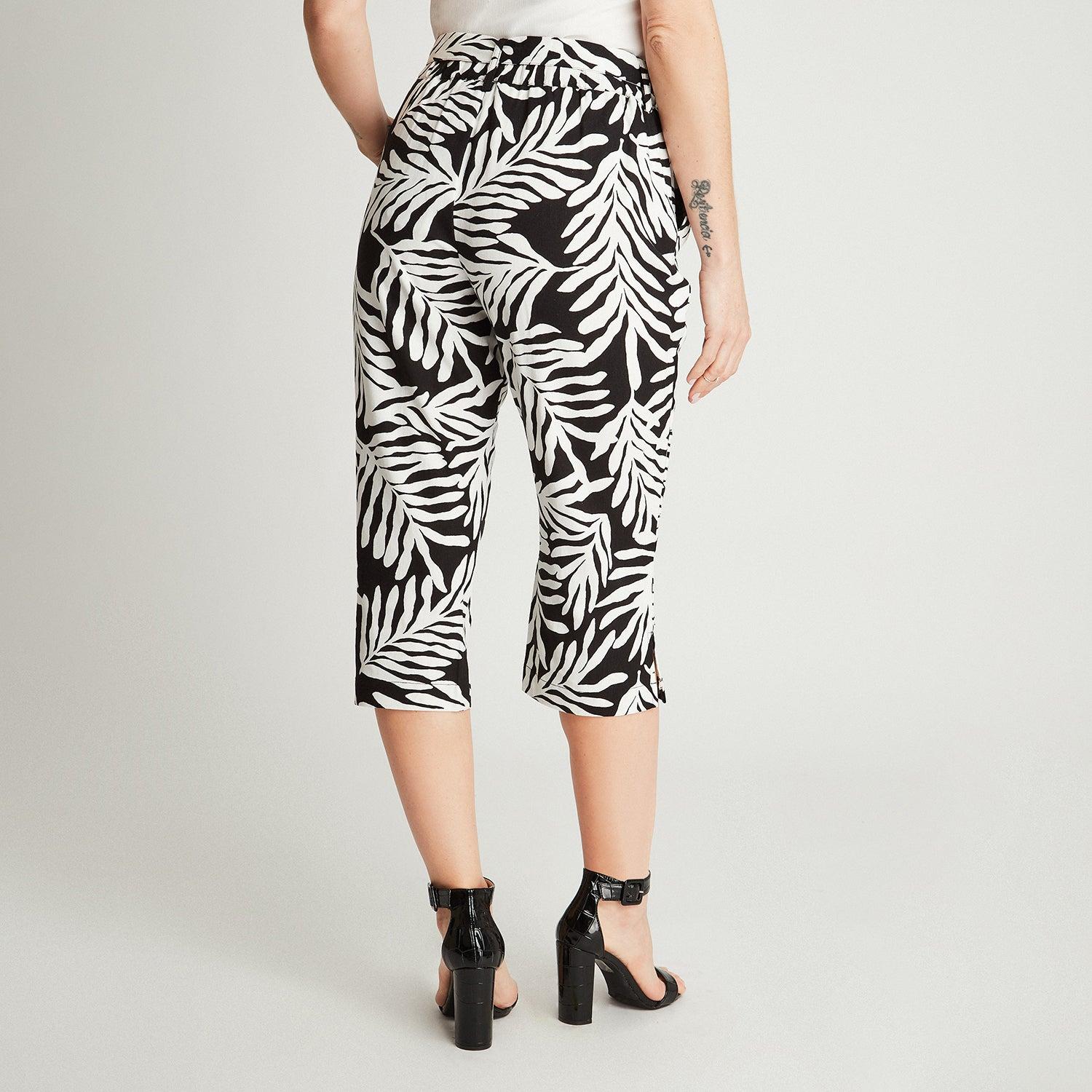 PANTALÓN CAPRI LINO MUJER LORENZO DI PONTTI NEGRO 72500201 CAPRI PIERNA RECTA ESTAMPADO - 2