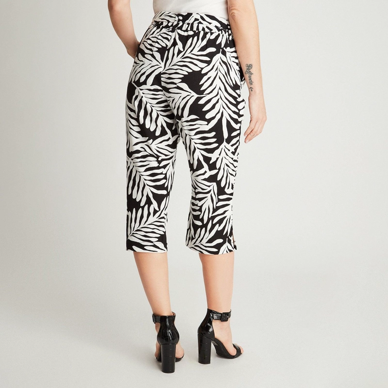 PANTALÓN CAPRI LINO MUJER LORENZO DI PONTTI NEGRO 72500201 CAPRI PIERNA RECTA ESTAMPADO - 3