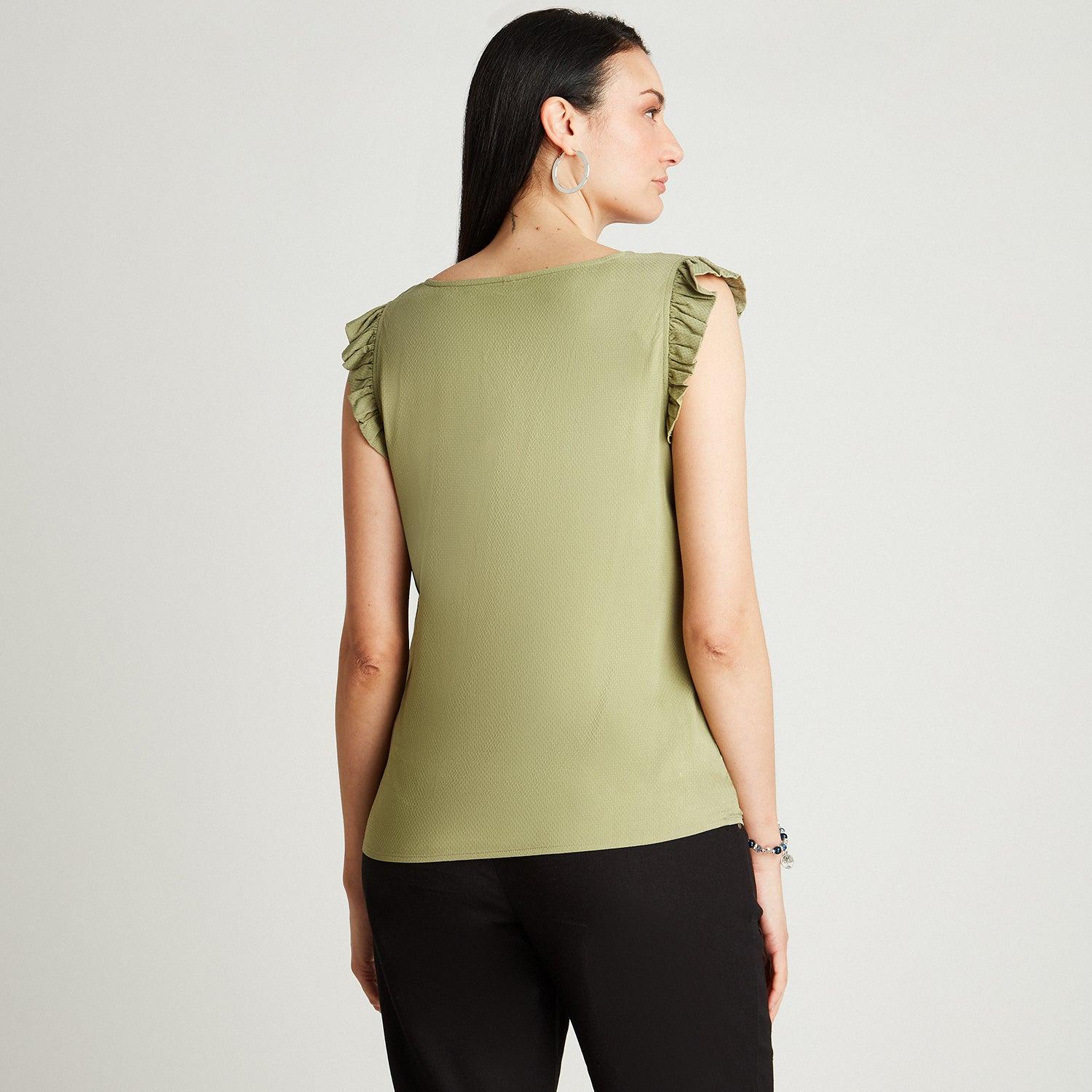 BLUSA VERDE SIN MANGA CUELLO V - 2