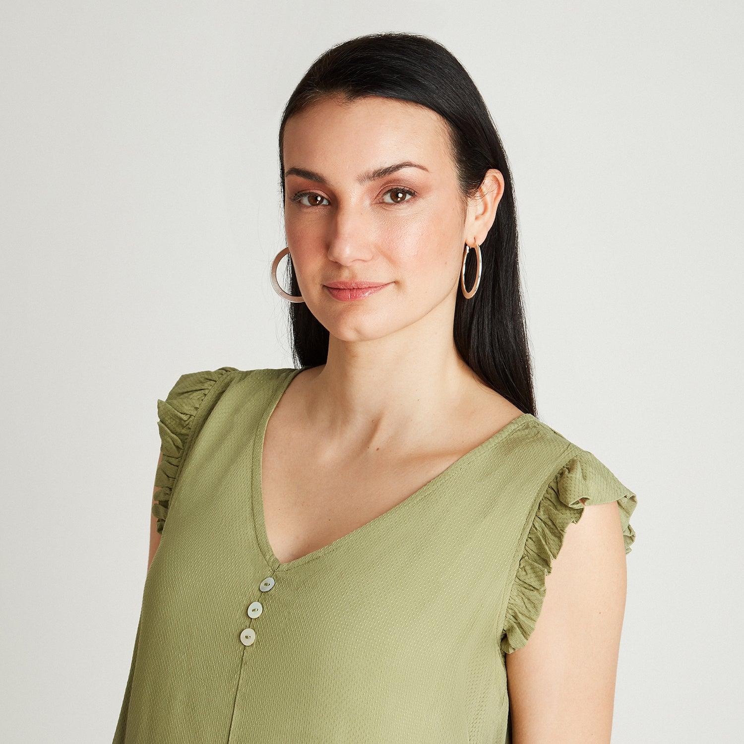 BLUSA VERDE SIN MANGA CUELLO V - 3