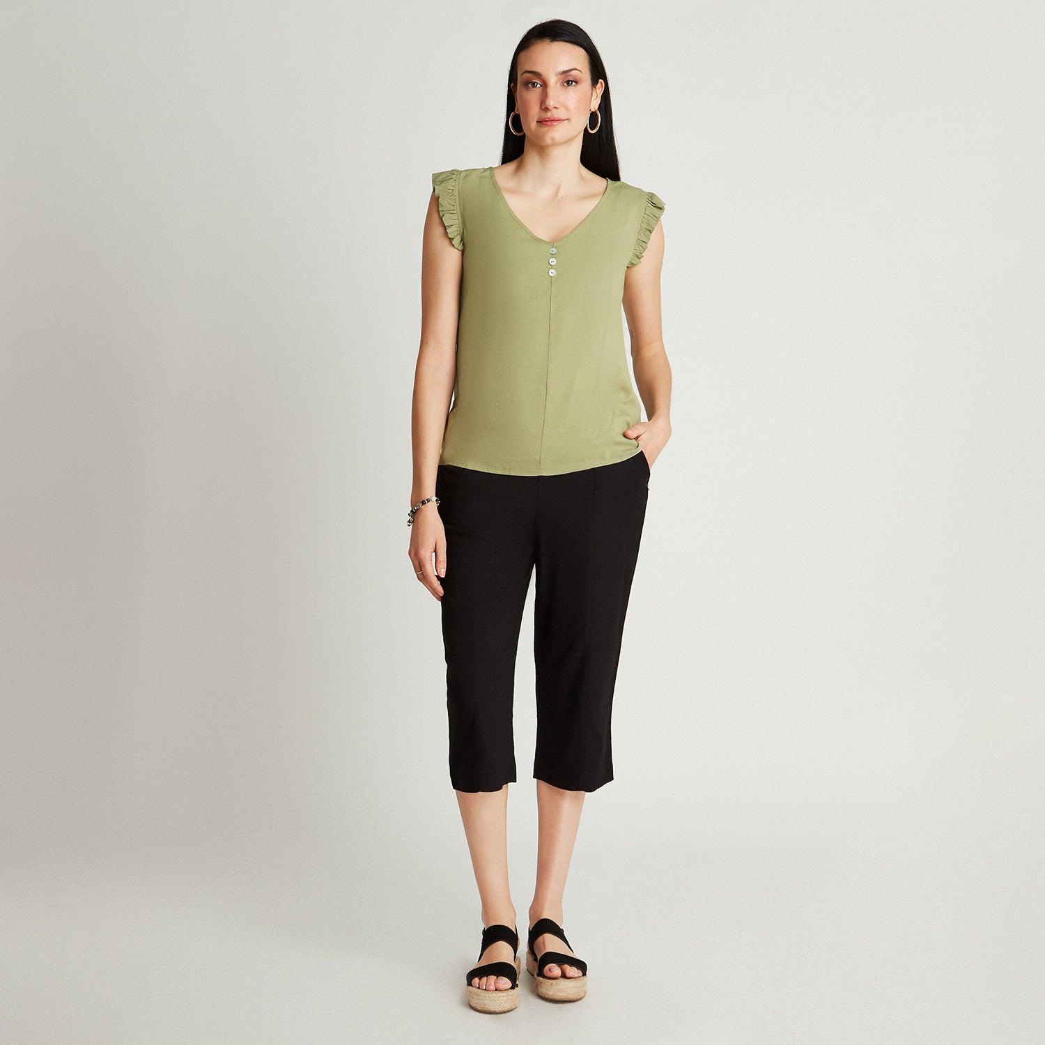 BLUSA VERDE SIN MANGA CUELLO V - 4