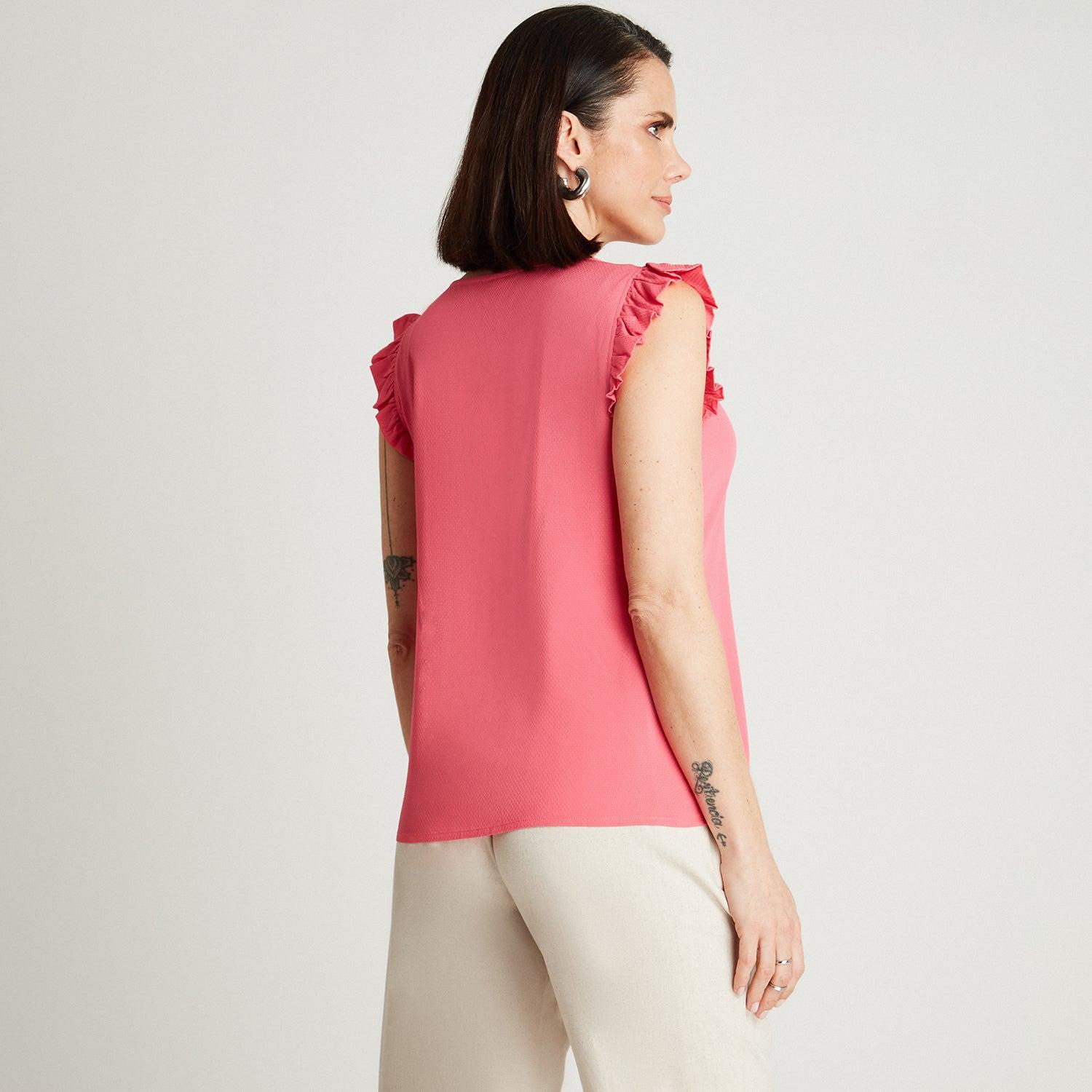 BLUSA CORAL SIN MANGA CUELLO V - 2