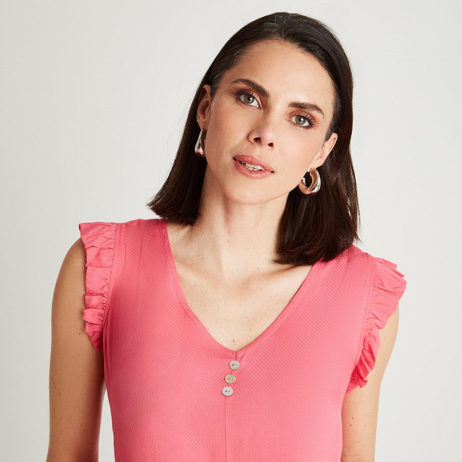 BLUSA CORAL SIN MANGA CUELLO V - 3