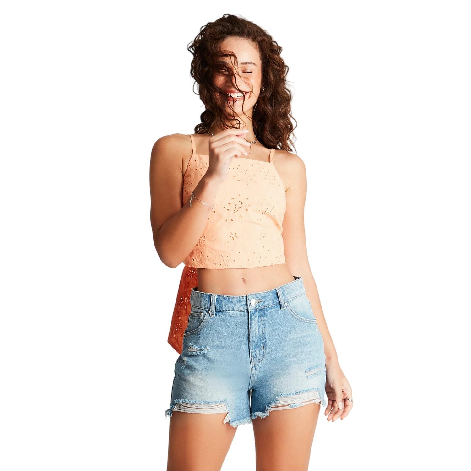 BLUSA NARANJO BRODERIE AMARRE EN ESPALDA S