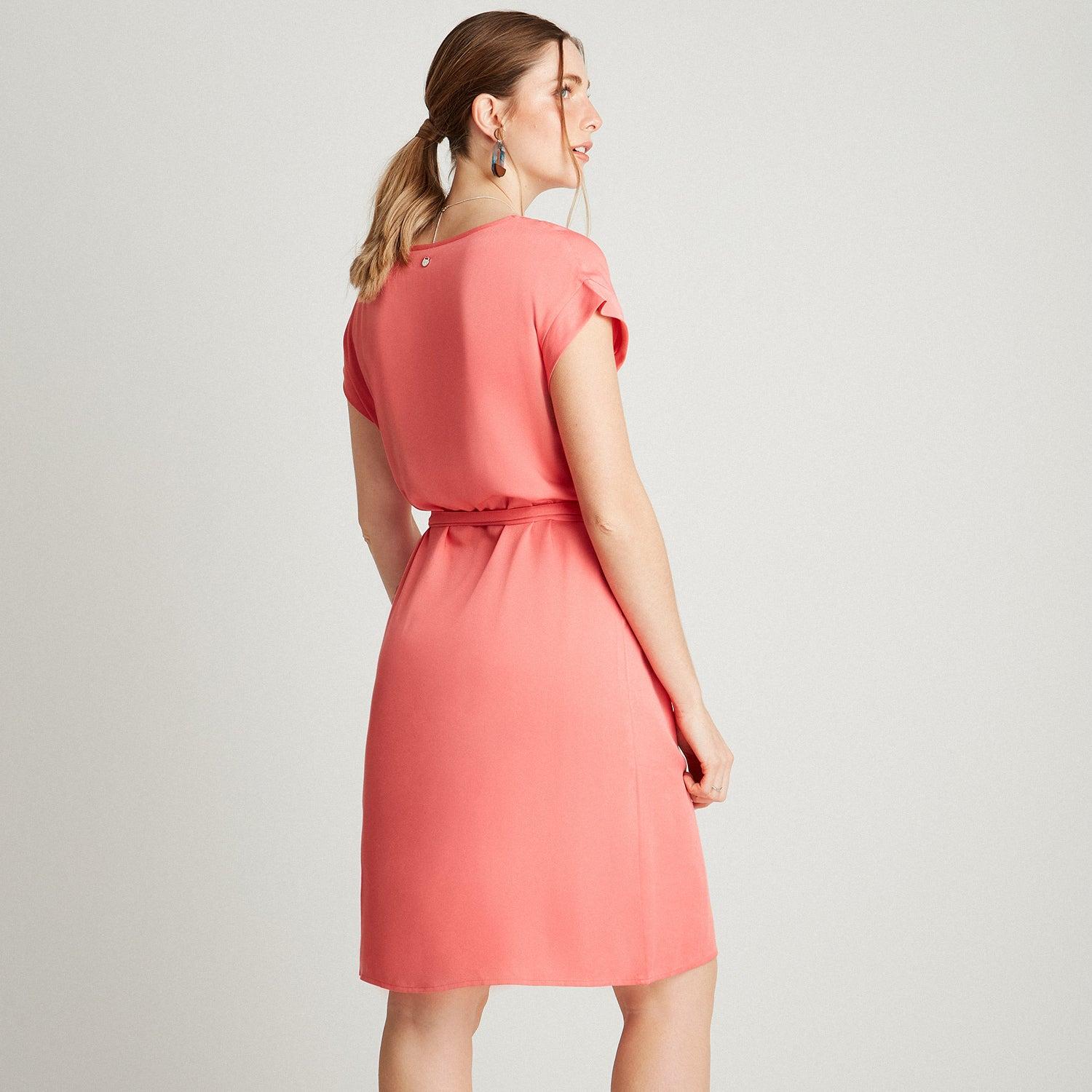 VESTIDO MIDI MUJER CURVI CORAL 90516954 MANGA KIMONO CUELLO V - 2