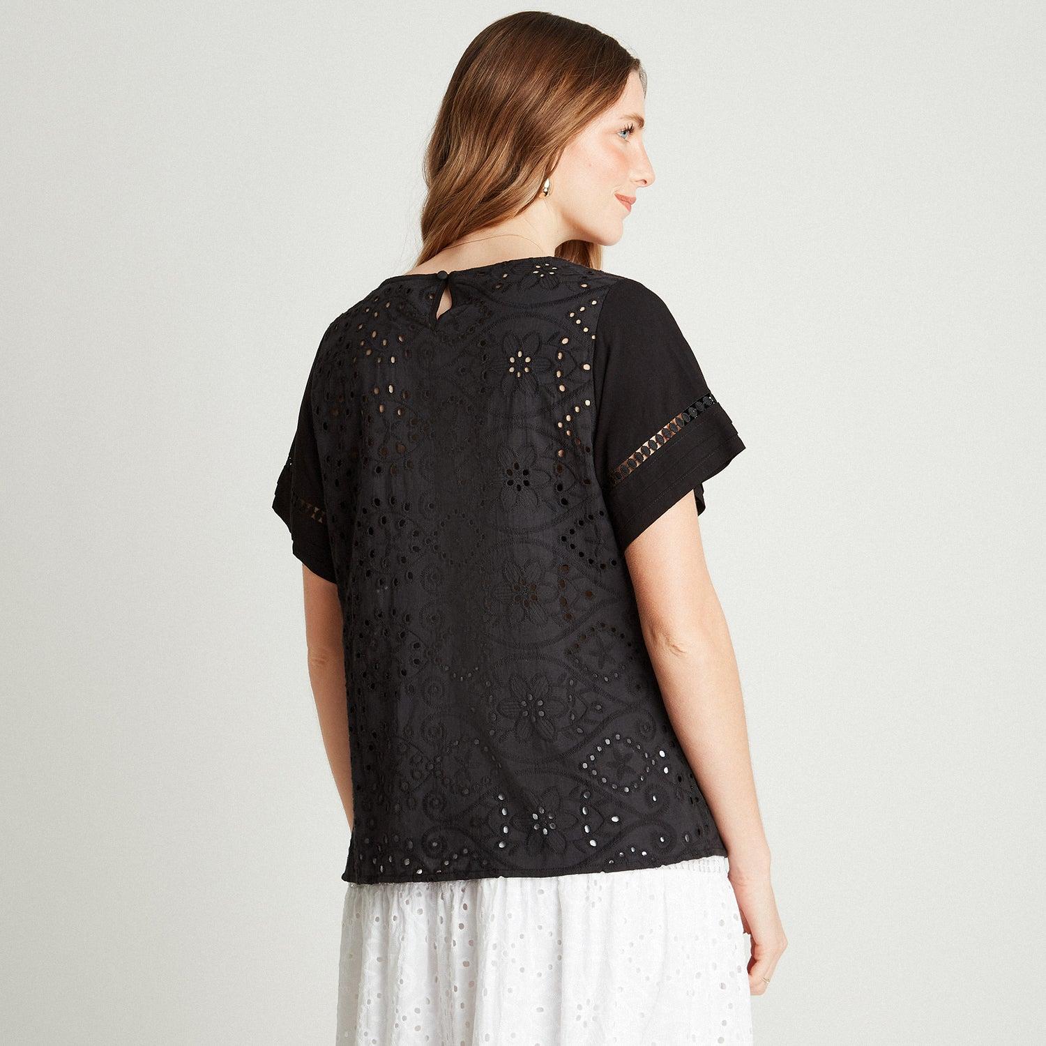 BLUSA EN COLOR NEGRO CUELLO REDONDO - 2