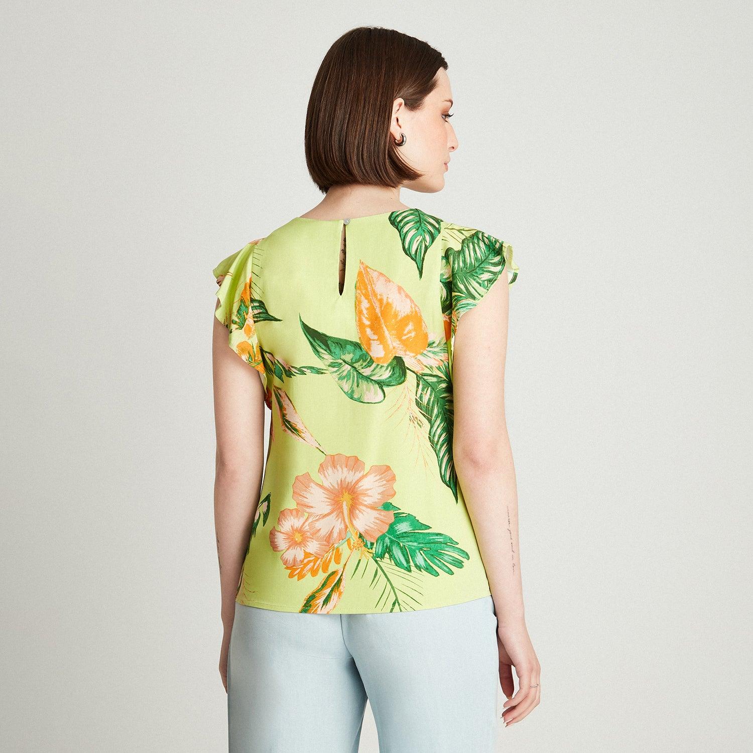 BLUSA PISTACHO MANGA CORTA ESTAMPADO CUELLO V - 2