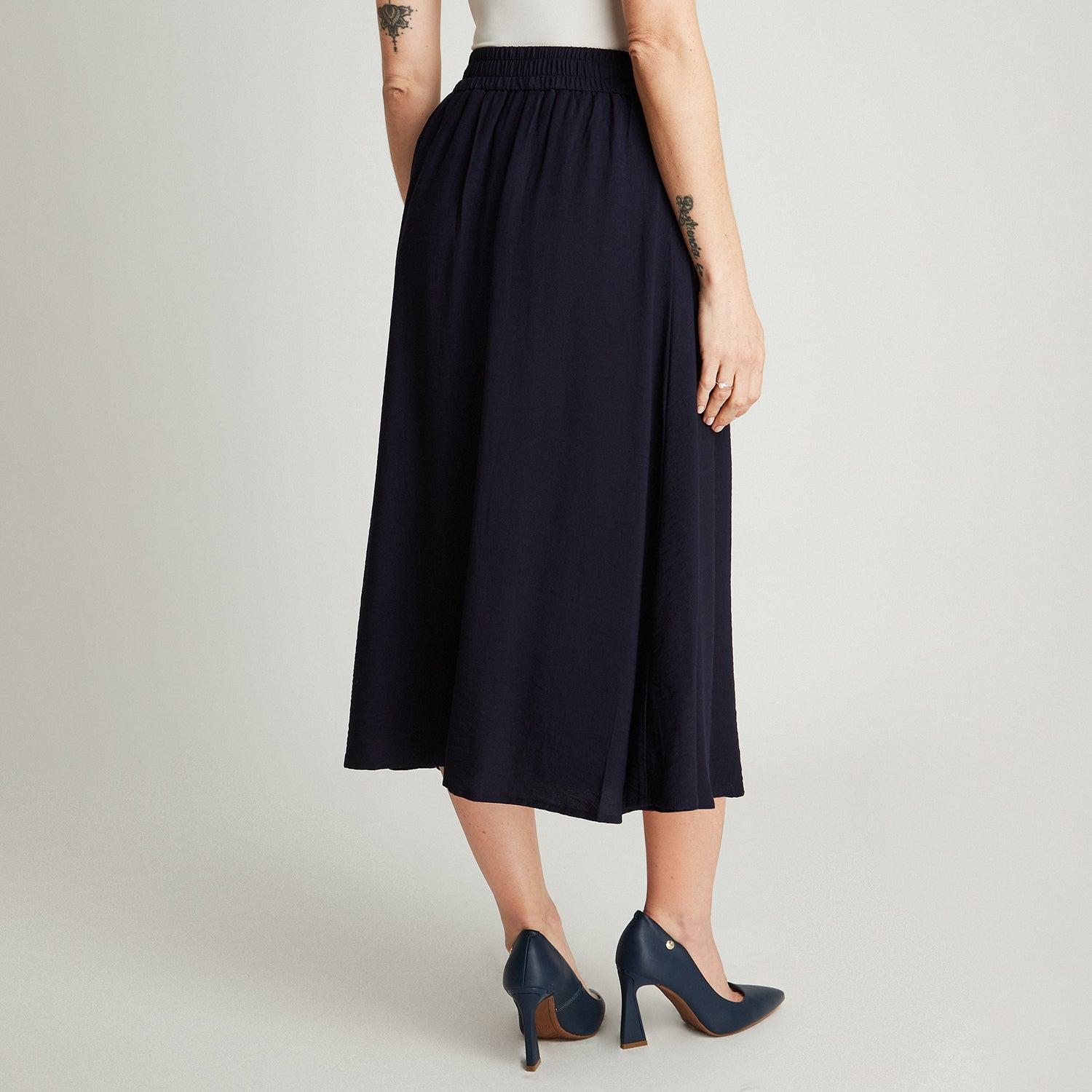 FALDA MUJER LORENZO DI PONTTI AZUL 30502039 LARGA ACAMPANADA - 2
