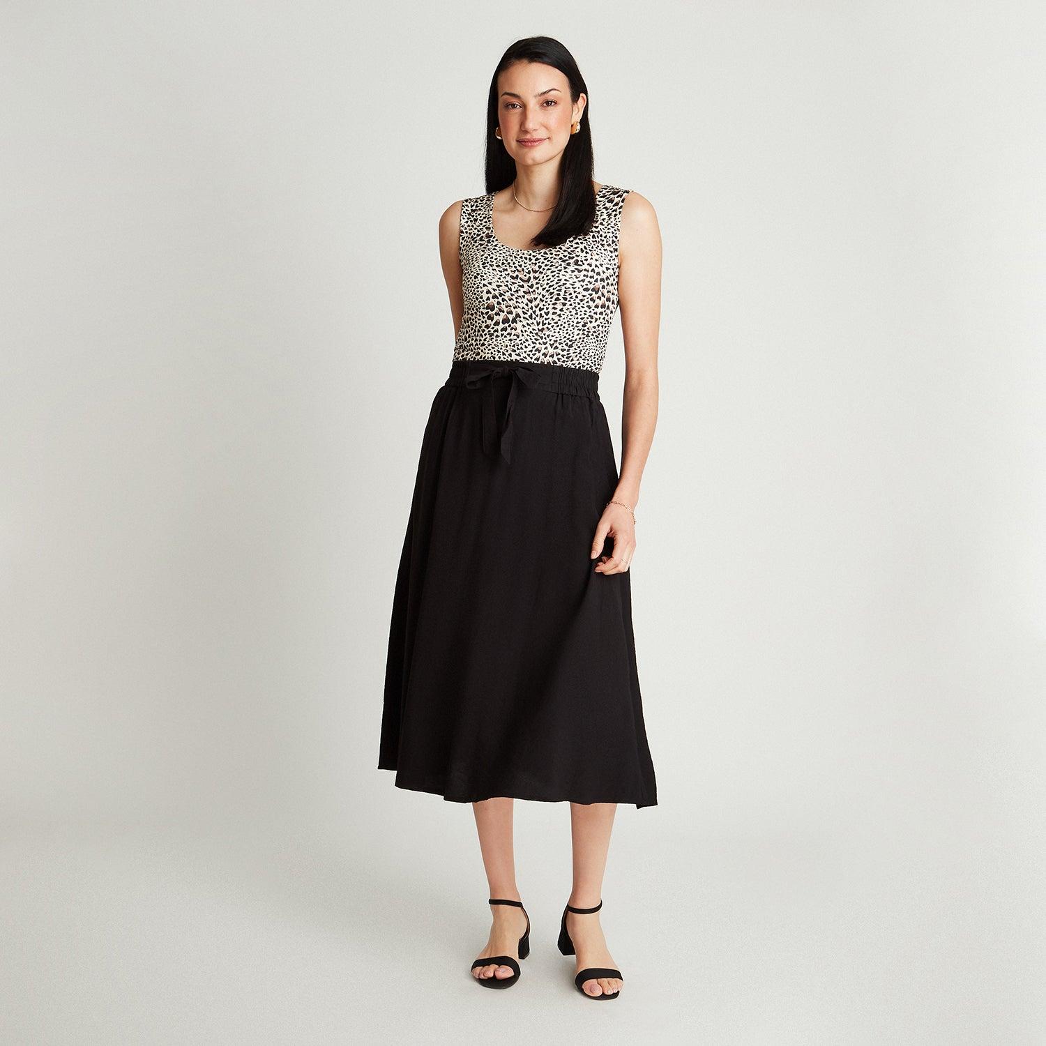 FALDA MUJER LORENZO DI PONTTI NEGRO 30502001 LARGA ACAMPANADA - 4