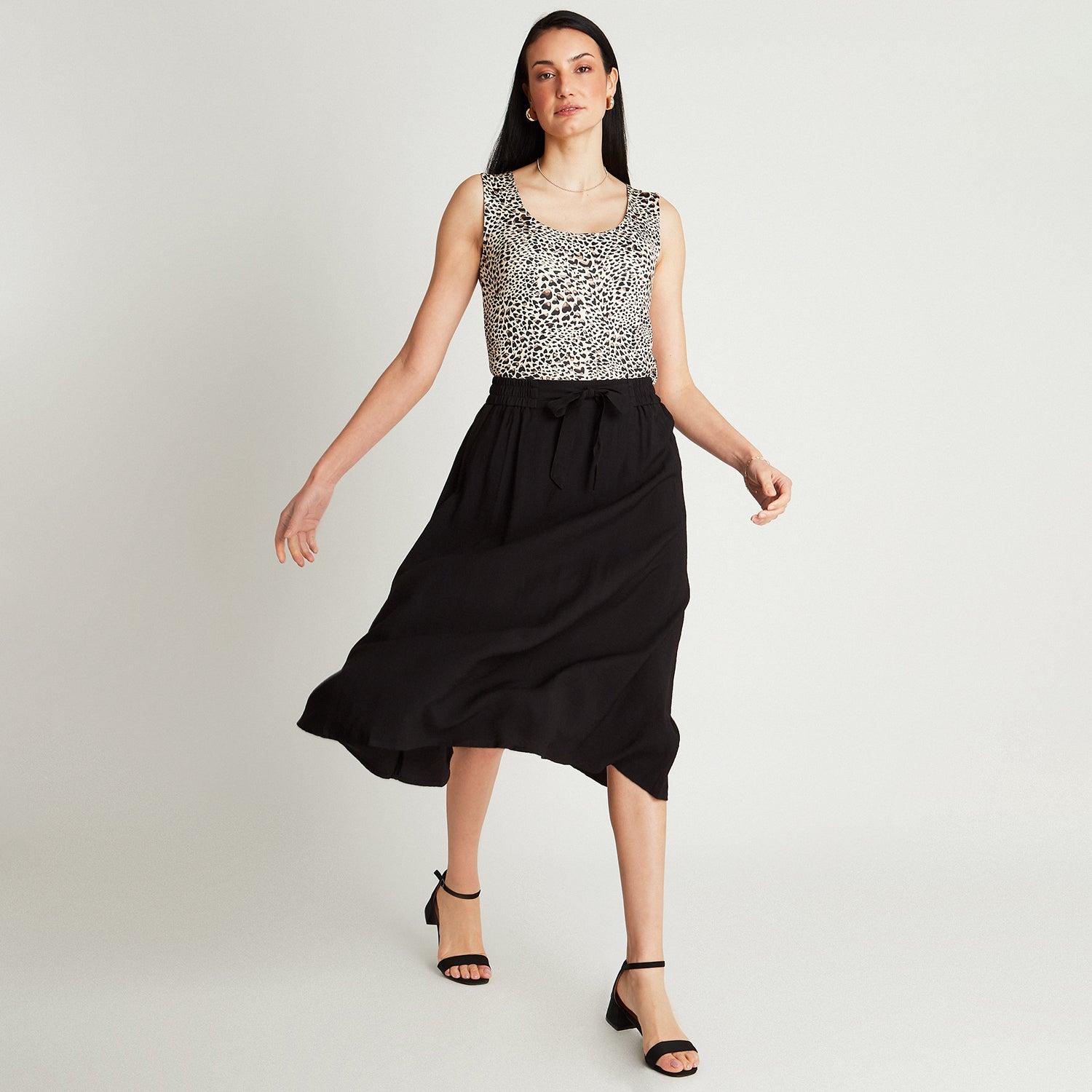 FALDA MUJER LORENZO DI PONTTI NEGRO 30502001 LARGA ACAMPANADA - 5